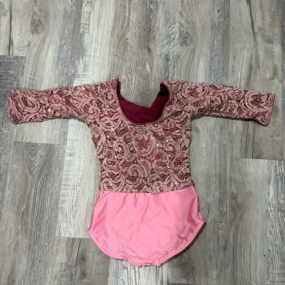 Revolution Girls Sequins Leotard (Medium, Dusty Rose)